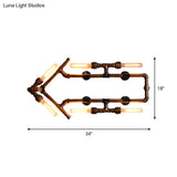 Wrought Iron Wall Sconce With Arrow Shaped Lighting - Retro Industrial Bronze Pipe Design 6 Bulbs