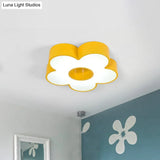 Yellow Acrylic Macaroon Flower Ceiling Mounted Led Flush Light For Nursery Room
