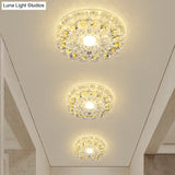 Yellow Blossom Crystal Flush-Mount Led Ceiling Lamp - Modernist Design For Hallways