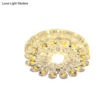 Yellow Blossom Crystal Flush-Mount Led Ceiling Lamp - Modernist Design For Hallways