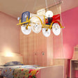 Yellow Car Pendant Light With Driver Cartoon Chandelier - Perfect For Baby Room! / 18 Warm
