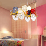 Yellow Car Pendant Light With Driver Cartoon Chandelier - Perfect For Baby Room!