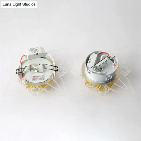 Yellow Crystal Minimalist Led Flush Mount With Floral Shape For Corridors