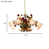Yellow Flared Metal Ceiling Chandelier - Countryside Led Light Kit (5/8 Bulbs) For Living Room