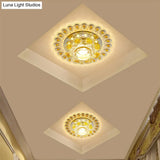 Yellow Floral Led Crystal Flush Mount For Entryway Ceiling