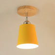 Yellow/Pink Macaron Metal Semi-Flush Bedroom Ceiling Light With Tapered Design & 1 Bulb Yellow