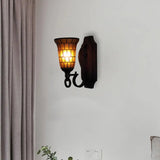Yellow Retro Loft Glass Wall Light - Slim Bell Sconce For Library Cafe
