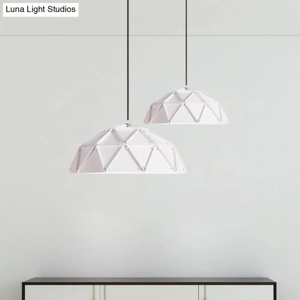 Yellow/White Macaron Domed Pendant Lamp: Modern Metallic Hanging Ceiling Light For Living Room