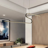 Z-Shaped Linear Island Light Metallic Pendant With Warm/White Led For Dining Room And Kitchen In