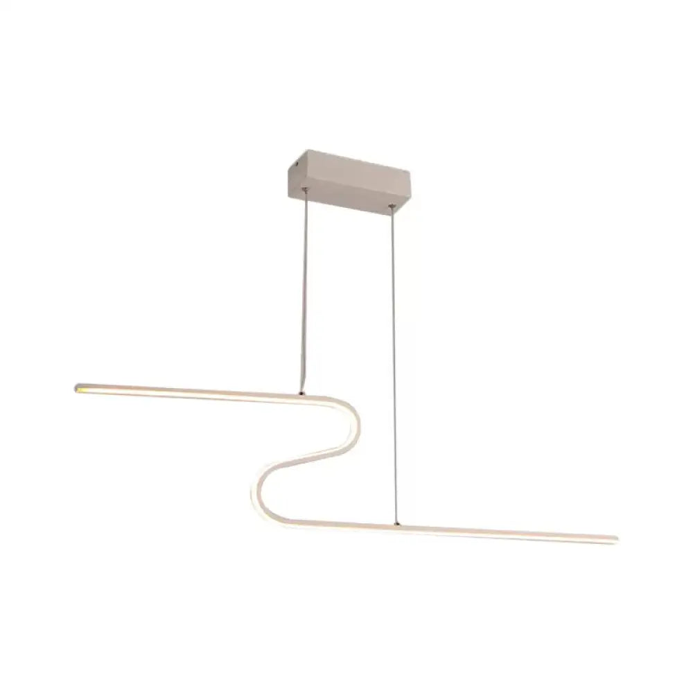 Z-Shaped Linear Island Light Metallic Pendant With Warm/White Led For Dining Room And Kitchen In