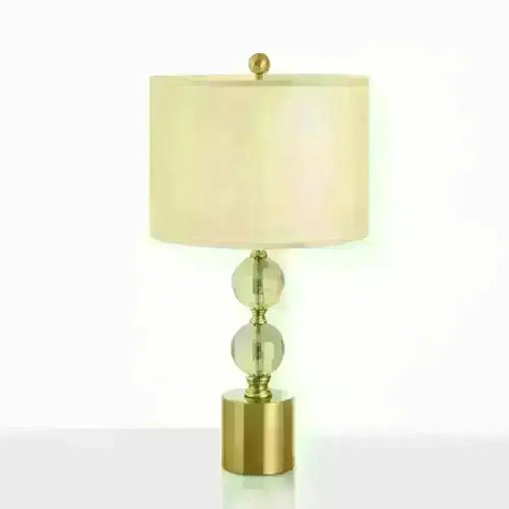 Zaniah - 1-Head 1 Head Night Lamp Classic Bedroom Crystal Nightstand Light With Round Fabric Shade