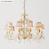 Zebra Print Conical Chandelier With Classic Fabric Shade - 6/8/10 Heads Ceiling Pendant In Gold