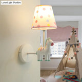 Zebra Wall Lamp - Kids Style Single Light Fixture With Empire Shade For Nursery